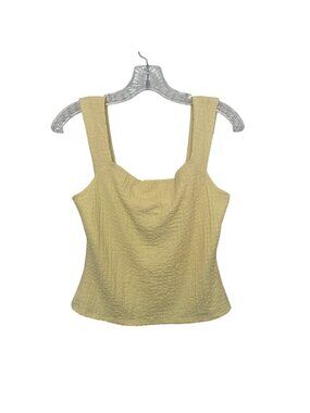 See You Monday Textured Sleeveless Shirt Top Womens XL Yellow New